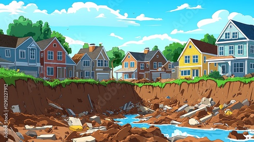 Coastal Erosion Threatens Suburban Homes.
