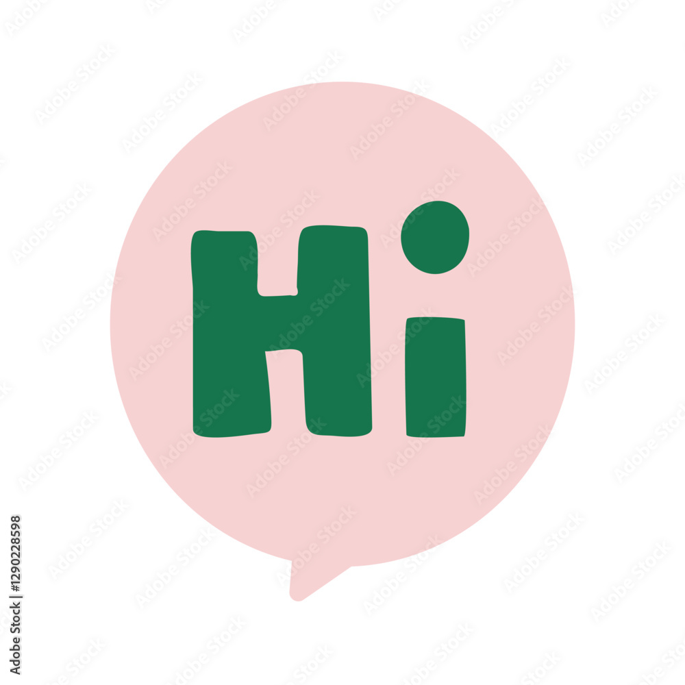 Hi, Speech bubble. Vector design. Hand drawn illustration. Hi, Speech bubble. Vector design. Hand drawn illustration.
