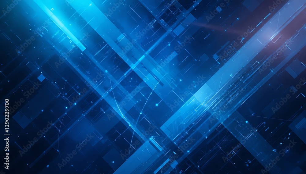Digital lines and shapes create a futuristic blue abstract background Digital lines and shapes create a futuristic blue abstract background