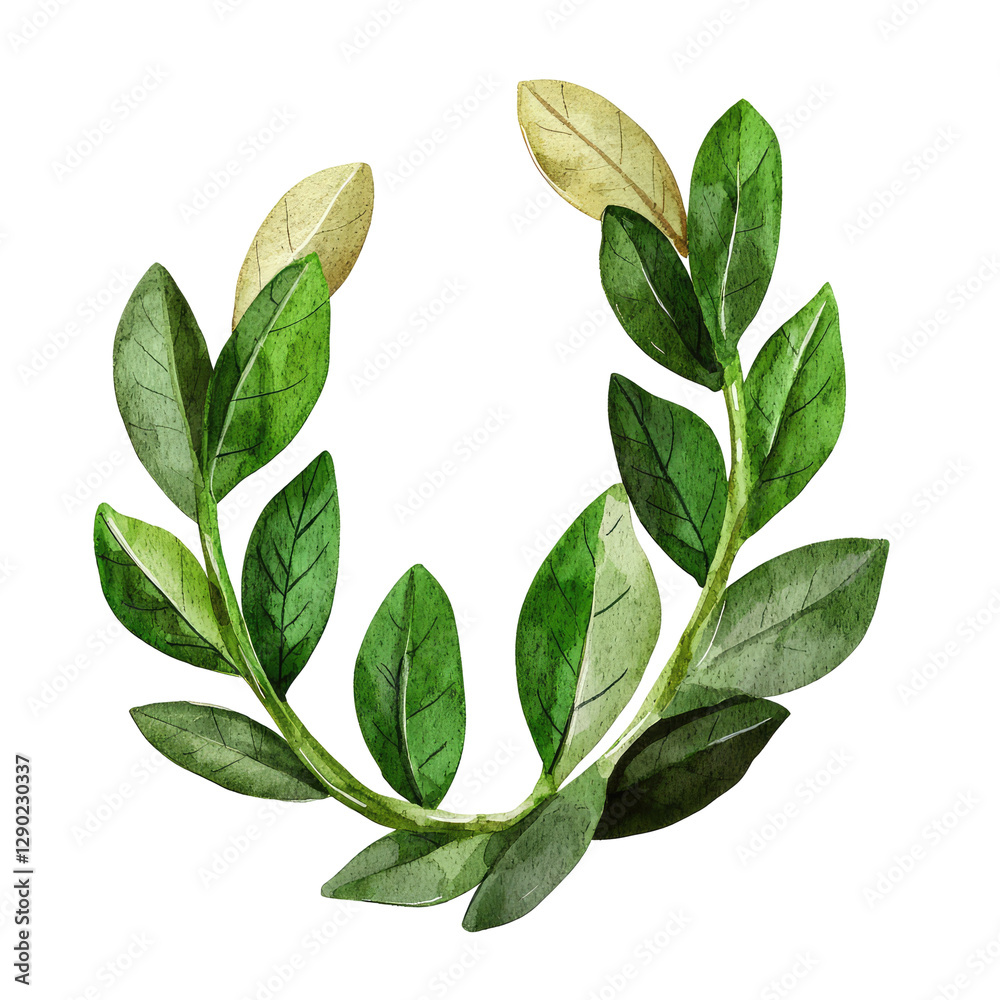 Naklejka premium Elegant Leaf Wreath with Various Shades of Green for Natural and Organic Designs