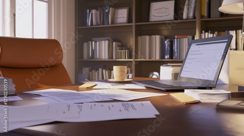 Wallpaper Mural Retirement financial stress in a cozy home office. Featuring uncertainty and concern Torontodigital.ca