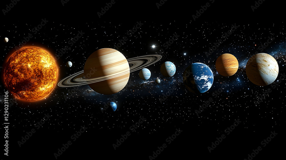 Naklejka premium Solar System Planets in Space (2)