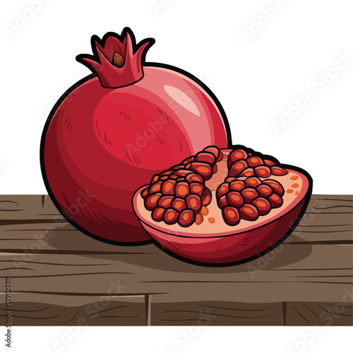 pomegranate fruit on a wooden background