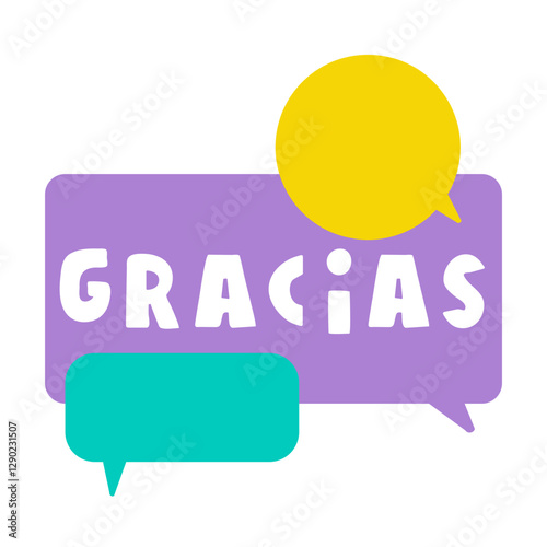 Speech bubbles. Word - Gracias. Greeting in Spain. Vector illustration.