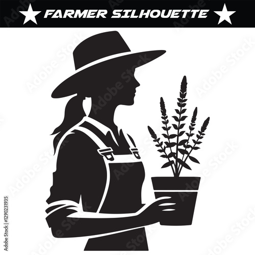 Farmer silhouette vector shape design vector