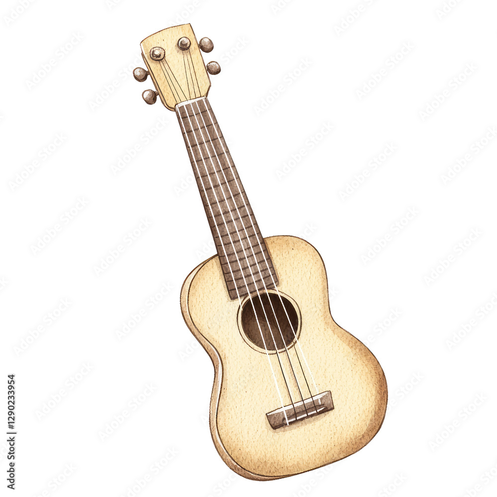 Fototapeta premium Detailed Illustration of a Ukulele with Natural Wood Grain and Smooth Finish for Musical Themes