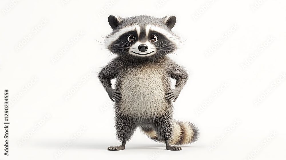 Fototapeta premium Cute animated raccoon character studio environment digital art fun vibe