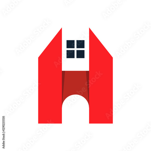 Letter H Home Logo. Modern logo merging the letter H with a clean house shape. Suitable for real estate agencies, home builders, or property developers.