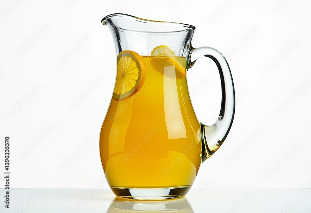 Summer Refreshment: A Colorful Glass Pitcher of Lemonade Against a White Background, Showcasing a Cool and Inviting Beverage with No Distracting Shadows.
Summer Refreshment: A Colorful Glass Pitcher of Lemonade Against a White Background, Showcasing a Cool and Inviting Beverage with No Distracting Shadows.