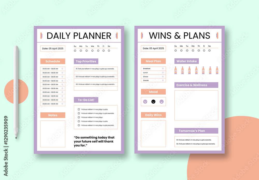 Sample Planner Layout Planner Template Layout Stock Template | Adobe Stock