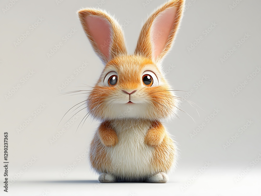 Obraz premium Playful rabbit character studio digital art bright environment close-up