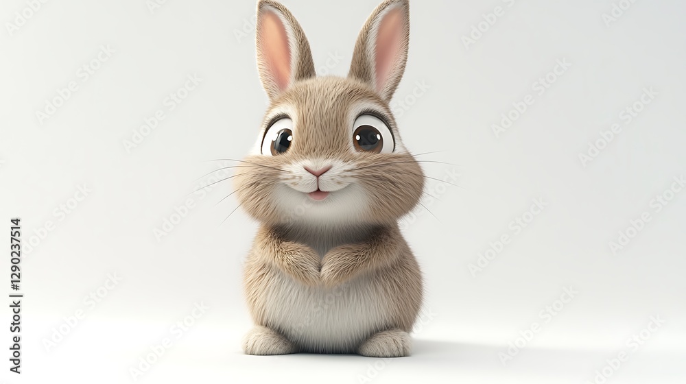 Fototapeta premium Cute rabbit illustration digital art cartoon style white background