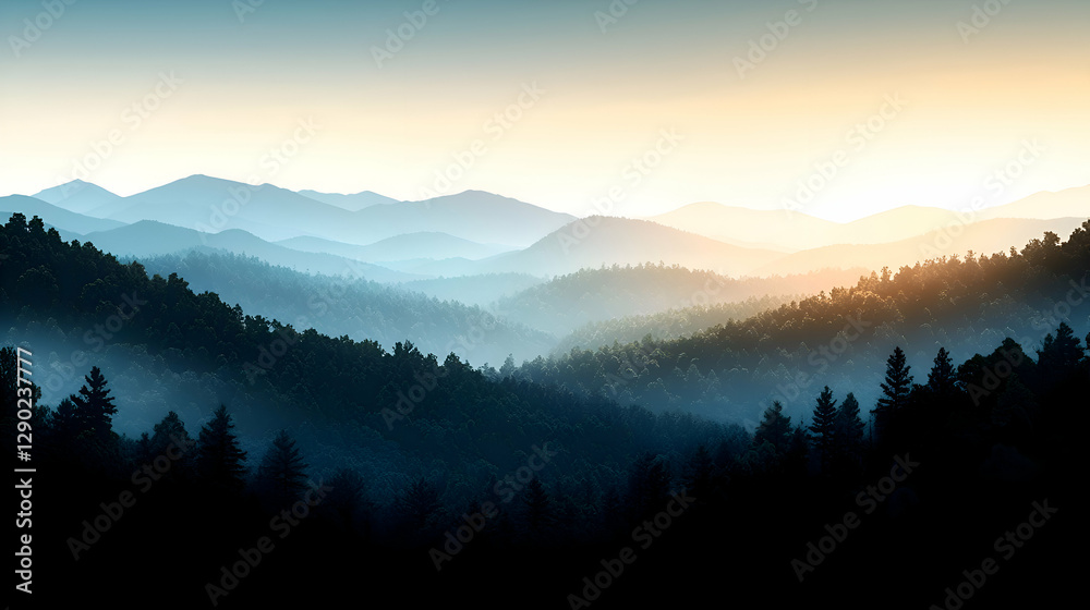 Obraz premium Serene Mountain Landscape at Sunrise