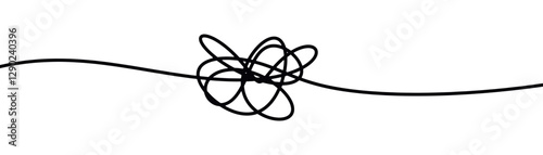 vector drawing of the concept of entanglement and disorderly knot by hand in one continuous line on white background