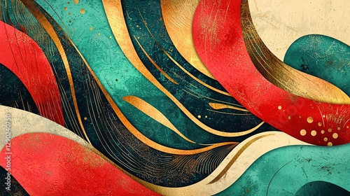 Abstract Gold Wave Art