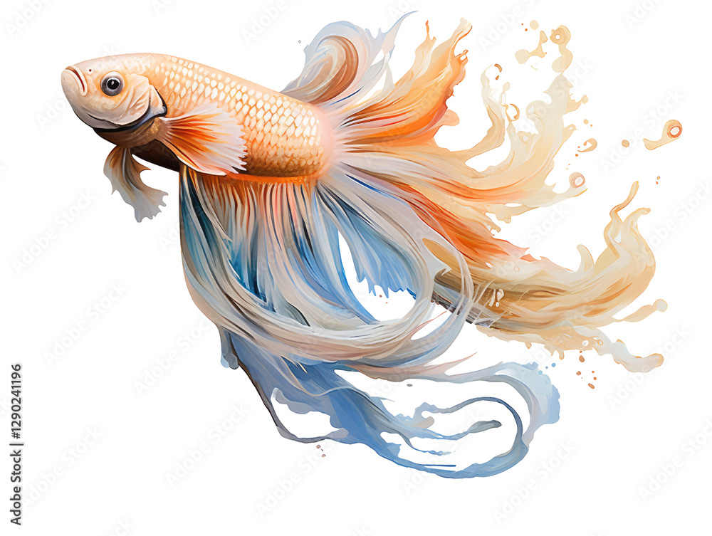 Obraz premium Colorful Betta Fish Swimming Gracefully with Flowing Fins in a Stunning Display of Aquatic Beauty