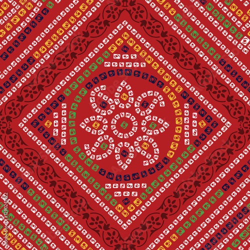 seamless gujrati badhani  pattern on red background