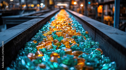 Wallpaper Mural Plastic waste being sorted in an advanced recycling plant, preparing for reprocessing Torontodigital.ca