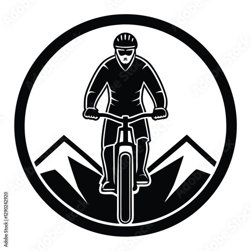 Man Riding Bike on Mountain Silhouette