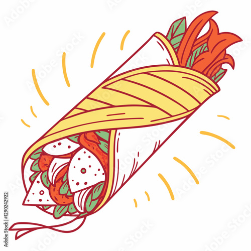 Chicken shawarma food silhouette vector illustration
