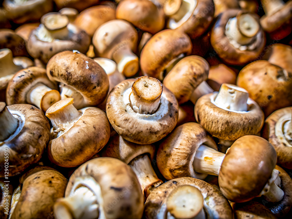 Delicious Champignon mushroom. Tasty Food background Delicious Champignon mushroom. Tasty Food background