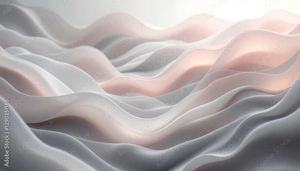 Abstract Waves in Gray and Peach Tones Soft Fabric Background