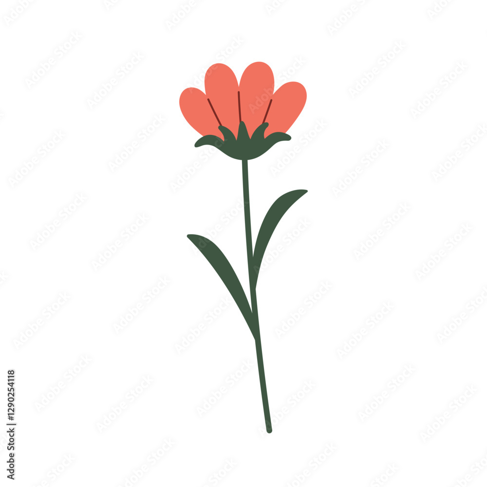 Red Flower, poppy isolated on white background. Doodle style illustration. Hand drawn Vector icon. Red Flower, poppy isolated on white background. Doodle style illustration. Hand drawn Vector icon.