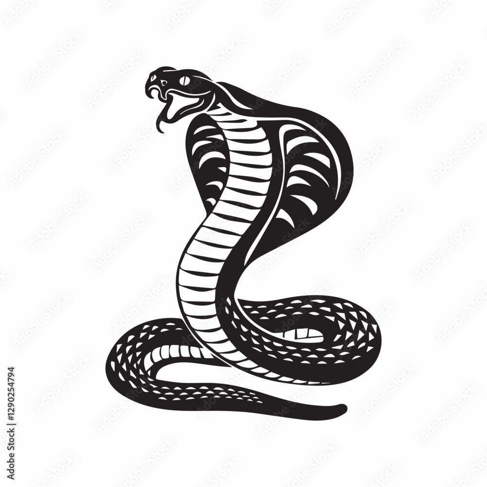 black cobra snake vector illustration white background. black cobra snake vector illustration white background.