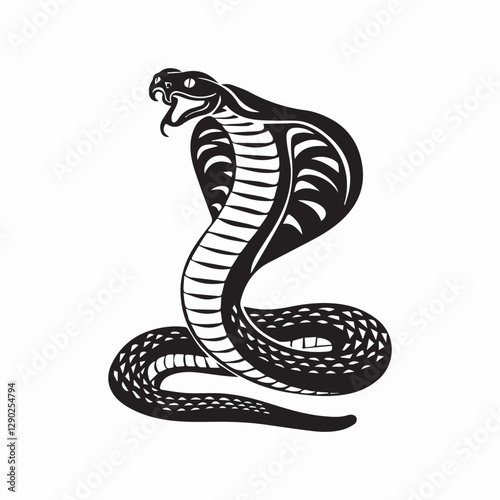 black cobra snake vector illustration white background.