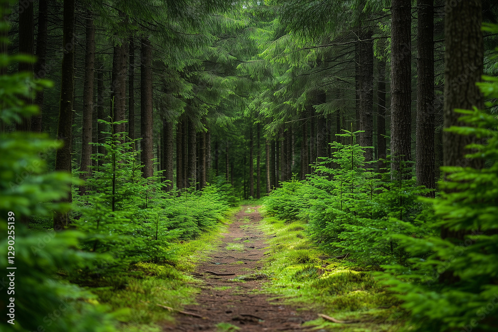 Fototapeta premium A path winds through a dense forest