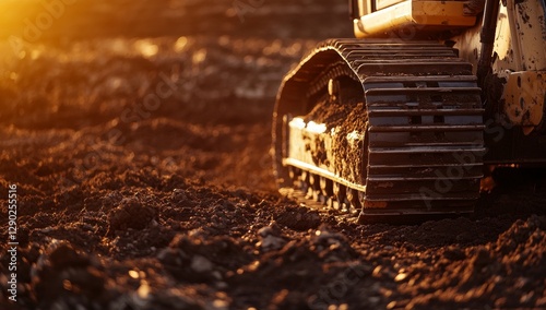 Tractor Tracks in Sunset Field photo