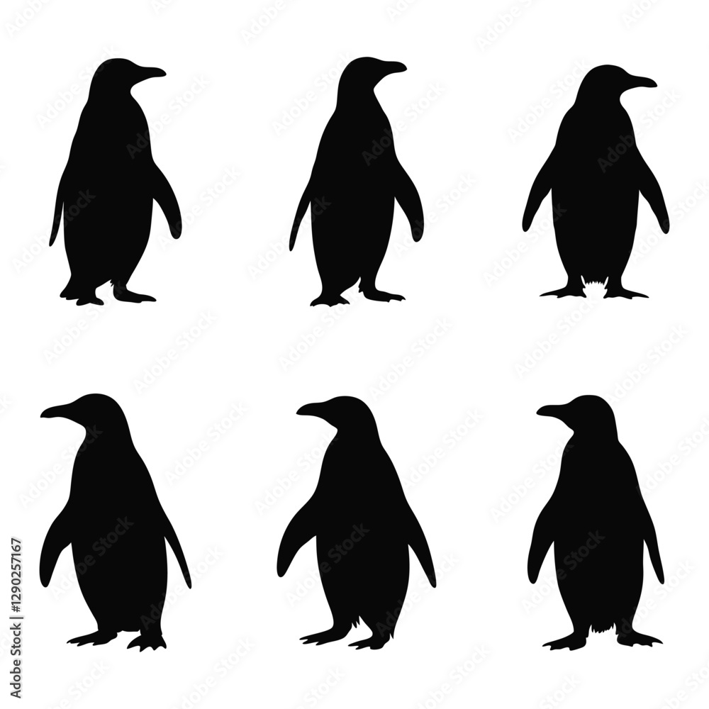 Naklejka premium penguin silhouettes set