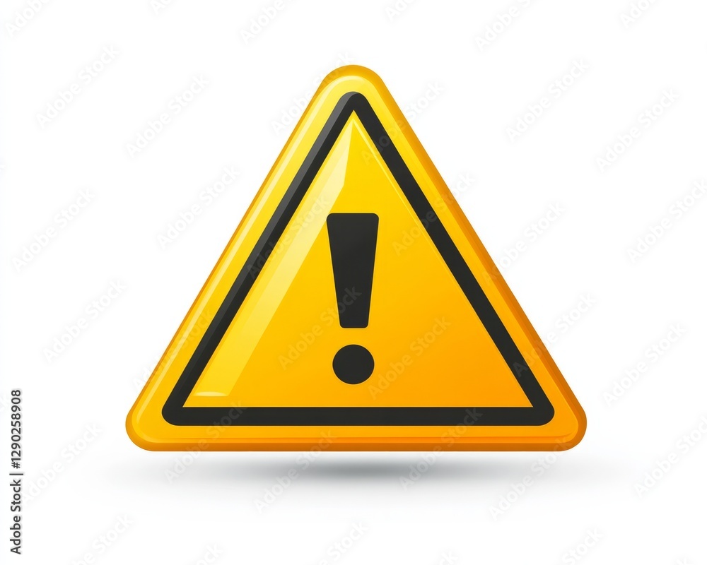 A flat yellow warning triangle icon with a bold black outline and centered exclamation mark, on white A flat yellow warning triangle icon with a bold black outline and centered exclamation mark, on white