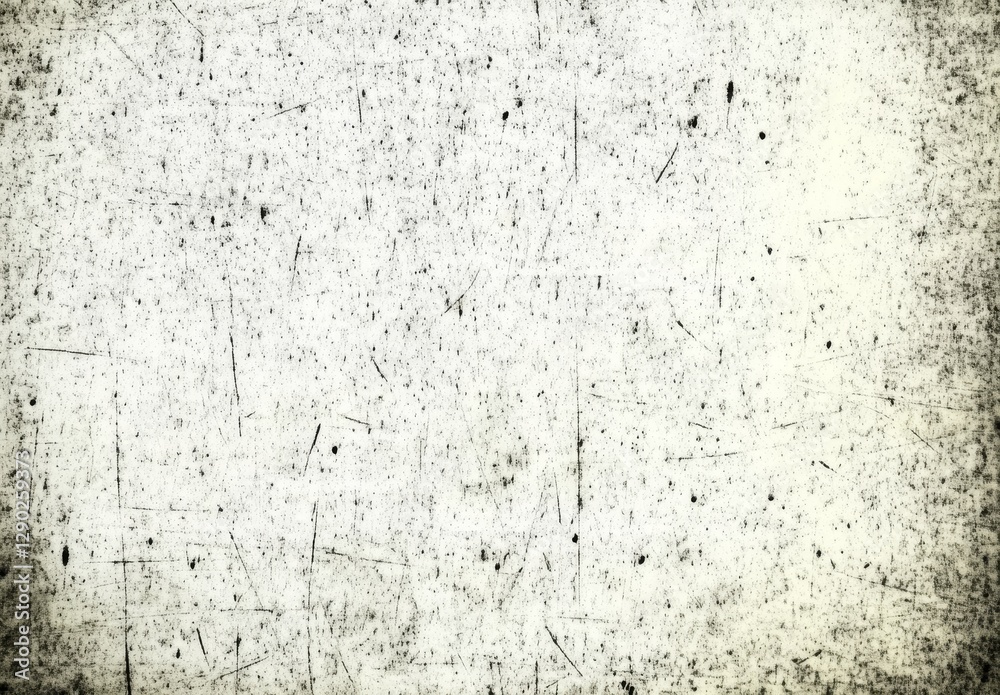 Obraz premium Scratched White Surface Texture with Black Marks and Spots Background