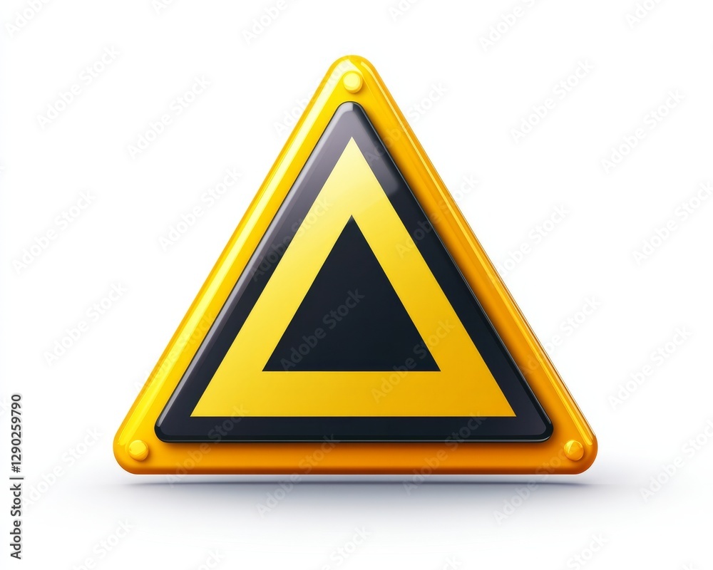 A sharp yellow and black triangular warning icon with precise vector design, isolated on white