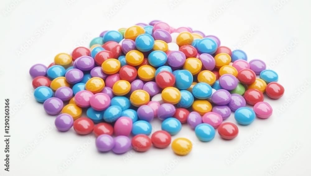 Colorful round candies pile on white background (1) Colorful round candies pile on white background (1)