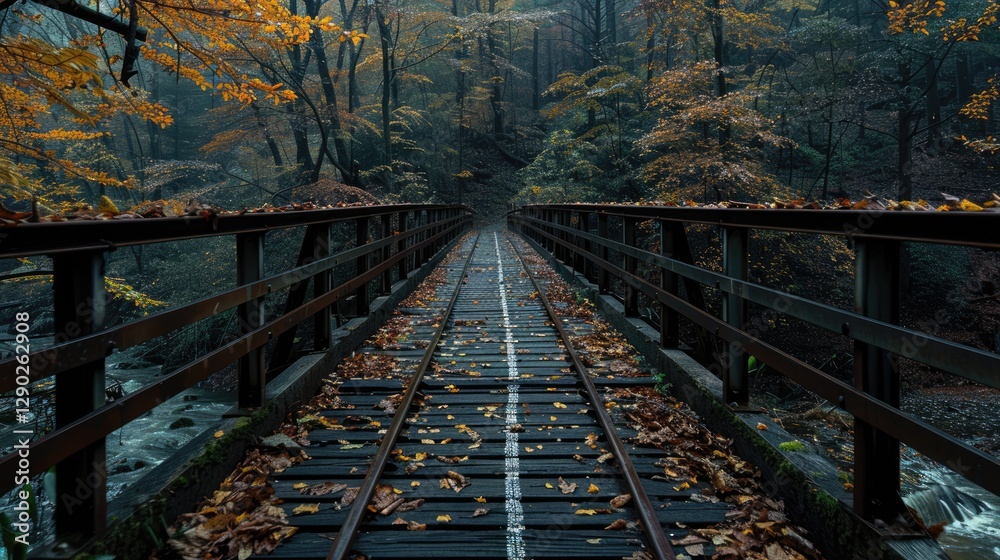 Fototapeta premium Autumnal Bridge Over a Stream