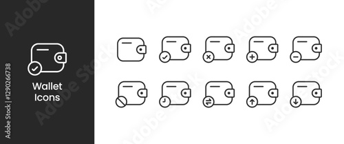 Wallet icon set. Included the icons as purse, money, bag, finance, e-wallet and more