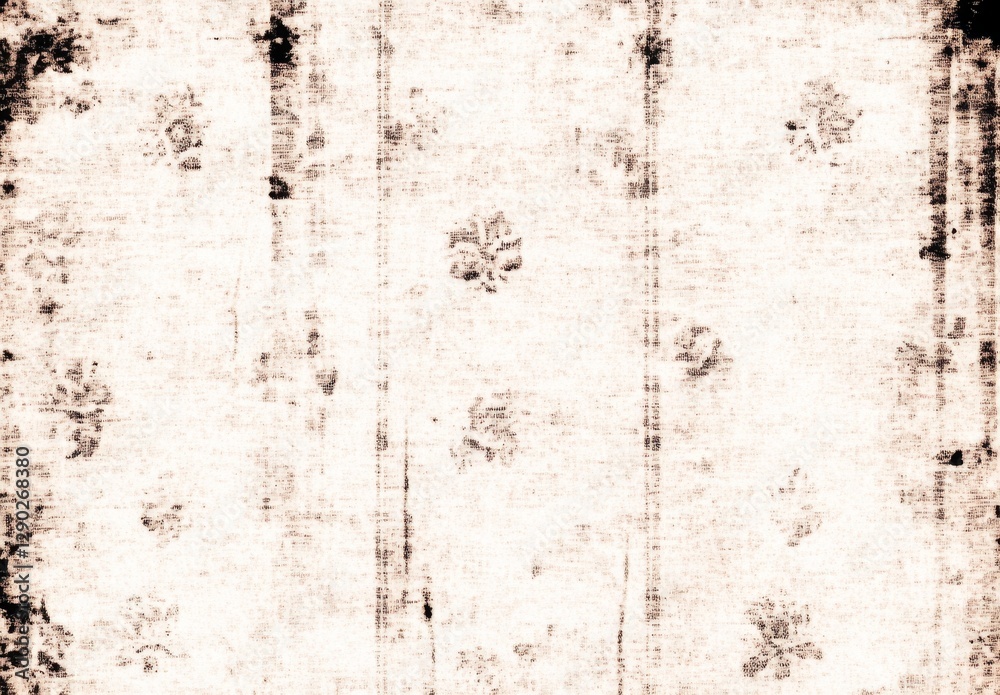 Fototapeta premium Vintage Floral Pattern Showing Age and Wear on Fabric Texture Background