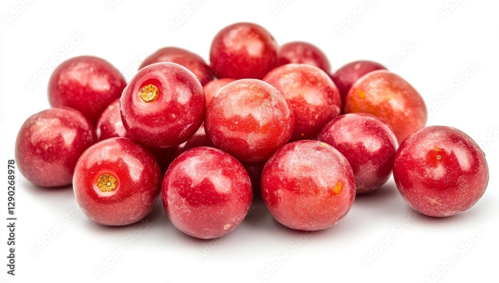Pile of fresh red plums against white background Pile of fresh red plums against white background