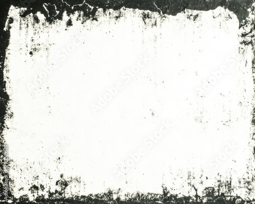 White Background with Black Grunge Frame Texture Overlay Design.