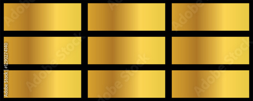 Gold foil texture background, gold gradients metallic gradients set.