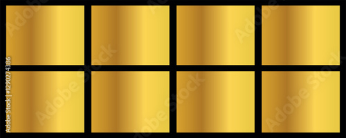 A collection of gold metallic gradients. Vector illustration eps 10, gold background, gradient vector, silver gradient,