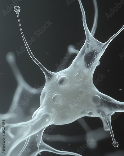 Close-up neuron in scientific lab setting