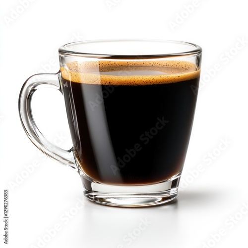 Espresso in a clear glass cup.