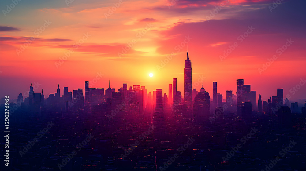 Fototapeta premium Sunrise over New York City skyline