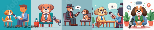 cute dog vector being interviewed