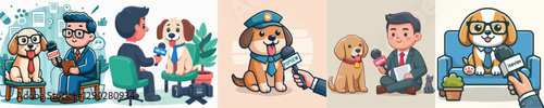 cute dog vector being interviewed