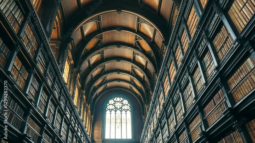 Grand Historical Library with Arched Ceilings in Warm Tones Grand Historical Library with Arched Ceilings in Warm Tones
