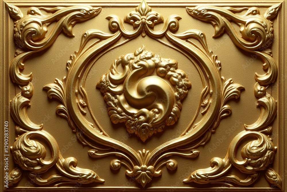 Embossed Golden Pattern – Elegant Low-Relief Decorative Design Embossed Golden Pattern – Elegant Low-Relief Decorative Design